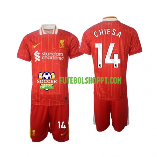 Camisola Júnior Liverpool Chiesa 14 Principais Equipamento 2024-2025 Manga Curta