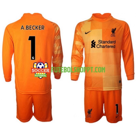 Camisola Júnior Liverpool A.BECKER 1 Guarda-redes Quarto Equipamento 2021-2022 Manga Comprida