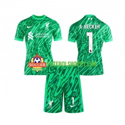 Camisola Júnior Liverpool Alisson Becker 1 Guarda-redes Alternativa Equipamento 2024-2025 Manga Curta