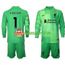Camisola Júnior Liverpool Alisson Becker 1 Guarda-redes Principais Equipamento 2021-2022 Manga Comprida