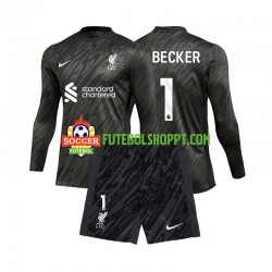 Camisola Júnior Liverpool Alisson Becker 1 Guarda-redes Principais Equipamento 2024-2025 Manga Comprida