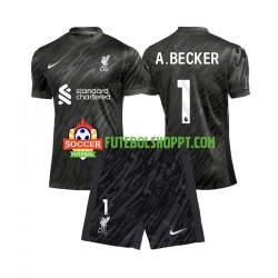 Camisola Júnior Liverpool Alisson Becker 1 Guarda-redes Principais Equipamento 2024-2025 Manga Curta