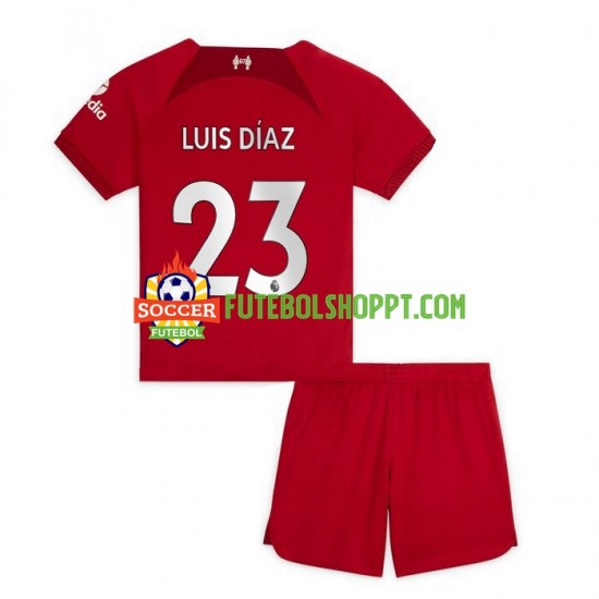 Camisola Júnior Liverpool Luis Diaz 23 Principais Equipamento 2022-2023 Manga Curta