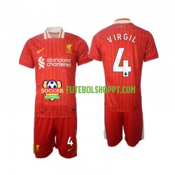 Camisola Júnior Liverpool Virgil 4 Principais Equipamento 2024-2025 Manga Curta