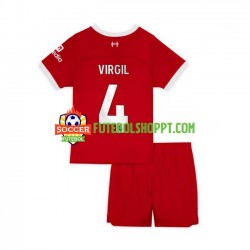 Camisola Júnior Liverpool Virgil van Dijk 4 Principais Equipamento 2023-2024 Manga Curta