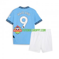 Camisola Júnior Manchester City Erling Haaland 9 Principais Equipamento 2024-2025 Manga Curta