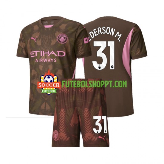 Camisola Júnior Manchester City Ederson M 31 Guarda-redes Principais Equipamento 2024-2025 Manga Curta
