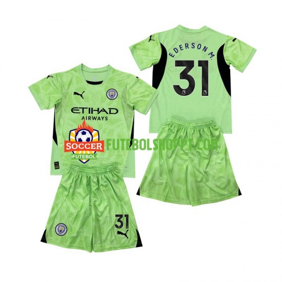 Camisola Júnior Manchester City Ederson Moraes 31 2 Guarda-redes Quarto Equipamento 2024-2025 Manga Curta