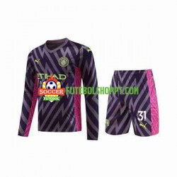 Camisola Júnior Manchester City Ederson Moraes 31 Guarda-redes Alternativa Equipamento 2023-2024 Manga Comprida
