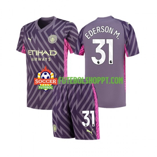 Camisola Júnior Manchester City Ederson Moraes 31 Guarda-redes Alternativa Equipamento 2023-2024 Manga Curta