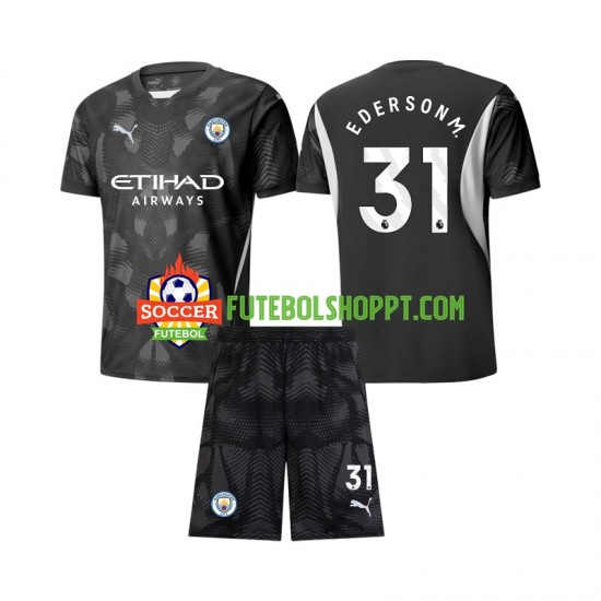 Camisola Júnior Manchester City Ederson Moraes 31 Guarda-redes Quarto Equipamento 2024-2025 Manga Curta