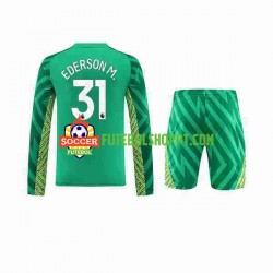 Camisola Júnior Manchester City Ederson Moraes 31 Guarda-redes Principais Equipamento 2023-2024 Manga Comprida