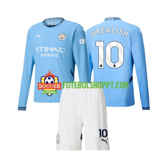 Camisola Júnior Manchester City Jack Grealish 10 Principais Equipamento 2024-2025 Manga Comprida