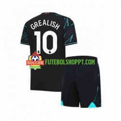 Camisola Júnior Manchester City Jack Grealish 10 Terceiro Equipamento 2023-2024 Manga Curta