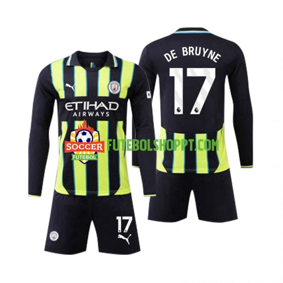Camisola Júnior Manchester City Kevin De Bruyne 17 Alternativa Equipamento 2024-2025 Manga Comprida