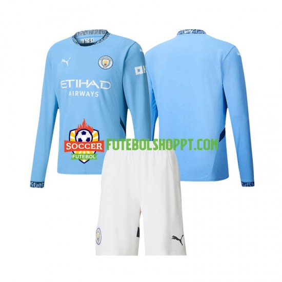 Camisola Júnior Manchester City Principais Equipamento 2024-2025 Manga Comprida