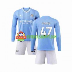 Camisola Júnior Manchester City Phil Foden 47 Principais Equipamento 2023-2024 Manga Comprida