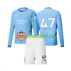 Camisola Júnior Manchester City Phil Foden 47 Principais Equipamento 2024-2025 Manga Comprida