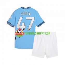 Camisola Júnior Manchester City Phil Foden 47 Principais Equipamento 2024-2025 Manga Curta