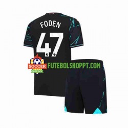 Camisola Júnior Manchester City Phil Foden 47 Terceiro Equipamento 2023-2024 Manga Curta