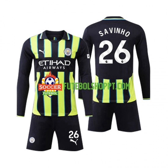 Camisola Júnior Manchester City Savinho 26 Alternativa Equipamento 2024-2025 Manga Comprida