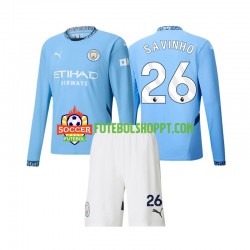 Camisola Júnior Manchester City Savinho 26 Principais Equipamento 2024-2025 Manga Comprida