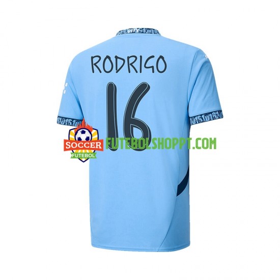 Camisola Homem Manchester City UCL Font RODRIGO 16 Principais Equipamento 2024-2025 Manga Curta