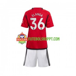 Camisola Júnior Manchester United Anthony Elanga 36 Principais Equipamento 2023-2024 Manga Curta
