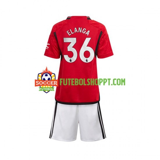Camisola Júnior Manchester United Anthony Elanga 36 Principais Equipamento 2023-2024 Manga Curta