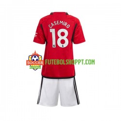 Camisola Júnior Manchester United Carlos Casemiro 18 Principais Equipamento 2023-2024 Manga Curta