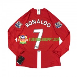 Camisola Homem Manchester United Cristiano Ronaldo 7 2007 Retro Principais Equipamento Manga Comprida
