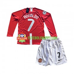Camisola Júnior Manchester United Cristiano Ronaldo 7 Champion League 2007 Retro Principais Equipamento Manga Comprida