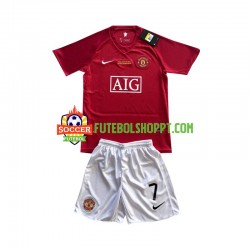 Camisola Júnior Manchester United Cristiano Ronaldo 7 Champion League 2007 Retro Principais Equipamento Manga Curta