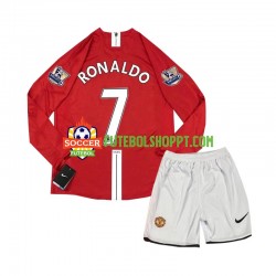 Camisola Júnior Manchester United Cristiano Ronaldo 7 2007 Retro Principais Equipamento Manga Comprida