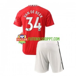 Camisola Júnior Manchester United Donny van de Beek 34 Principais Equipamento 2022-2023 Manga Curta