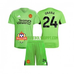 Camisola Júnior Manchester United Andre Onana 24 Guarda-redes Principais Equipamento 2023-2024 Manga Curta