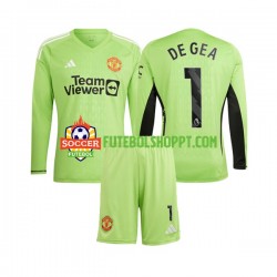 Camisola Júnior Manchester United De Gea 1 Guarda-redes Principais Equipamento 2023-2024 Manga Comprida