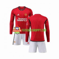 Camisola Júnior Manchester United Principais Equipamento 2023-2024 Manga Comprida
