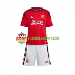 Camisola Júnior Manchester United Principais Equipamento 2023-2024 Manga Curta