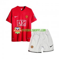 Camisola Júnior Manchester United 2007 Retro Principais Equipamento Manga Curta