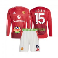 Camisola Júnior Manchester United Leny Yoro 15 Principais Equipamento 2024-2025 Manga Comprida