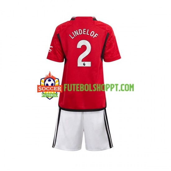 Camisola Júnior Manchester United Lindelof 2 Principais Equipamento 2023-2024 Manga Curta