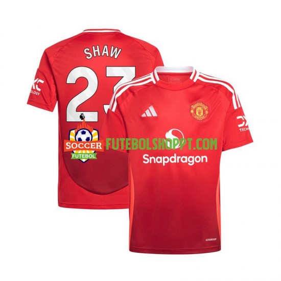 Camisola Homem Manchester United Luke Shaw 23 Principais Equipamento 2024-2025 Manga Curta