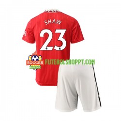 Camisola Júnior Manchester United Luke Shaw 23 Principais Equipamento 2022-2023 Manga Curta