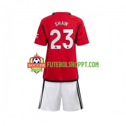 Camisola Júnior Manchester United Luke Shaw 23 Principais Equipamento 2023-2024 Manga Curta