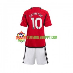 Camisola Júnior Manchester United Marcus Rashford 10 Principais Equipamento 2023-2024 Manga Curta
