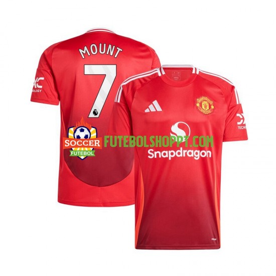 Camisola Homem Manchester United Mason Mount 7 Principais Equipamento 2024-2025 Manga Curta