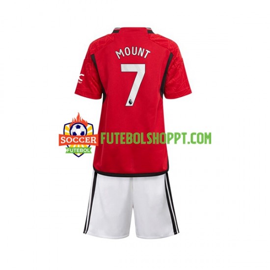Camisola Júnior Manchester United Mount 7 Principais Equipamento 2023-2024 Manga Curta
