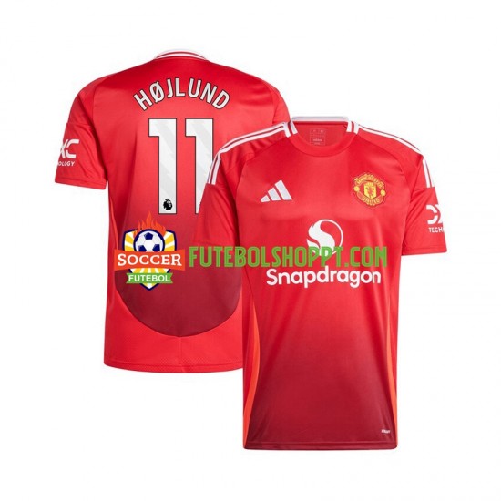 Camisola Homem Manchester United Rasmus Hojlund 11 Principais Equipamento 2024-2025 Manga Curta