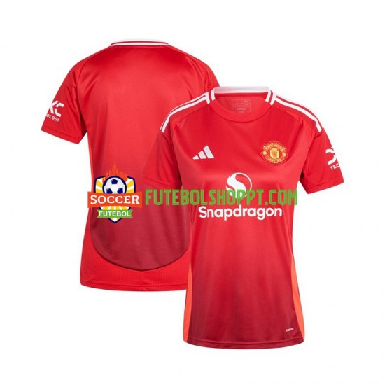 Camisola Mulher Manchester United Principais Equipamento 2024-2025 Manga Curta